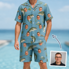 Man wearing Men's Pond Prowlers Custom Face Shirt & Shorts Set — custom faces printed all-over