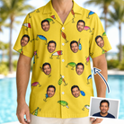 Man wearing Men's Twitchy Treasures Custom Face Hawaiian Shirt — custom faces printed all-over