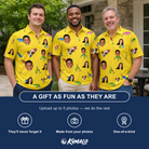 Friends in matching Men's Twitchy Treasures Custom Face Polo Shirt — a group gift photo