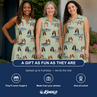 Friends in matching Women's Gill Giggles Custom Face V-Neck Dress — a group gift photo