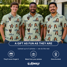 Friends in matching Men's Gill Giggles Custom Face Polo Shirt — a group gift photo