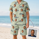 Man wearing Men's Gill Giggles Custom Face Shirt & Shorts Set — custom faces printed all-over