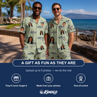 Friends in matching Men's Gill Giggles Custom Face Shirt & Shorts Set — a group gift photo