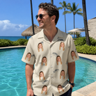 Real-life photo of someone wearing Men's Lunker Lunacy Custom Face Hawaiian Shirt — custom faces printed all-over