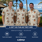 Friends in matching Men's Lunker Lunacy Custom Face Hawaiian Shirt — a group gift photo