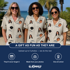 Friends in matching Women's Lunker Lunacy Custom Face Hawaiian Shirt — a group gift photo