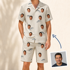 Man wearing Men's Lunker Lunacy Custom Face Shirt & Shorts Set — custom faces printed all-over
