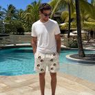 Real-life photo of someone wearing Men's Bass Bash Custom Face Beach Shorts — custom faces printed all-over