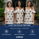 Friends in matching Women's Bass Bash Custom Face Off-Shoulder Dress — a group gift photo