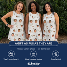 Friends in matching Women's Bass Bash Custom Face Tank Dress — a group gift photo