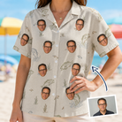 Woman wearing Women's Bass Bash Custom Face Hawaiian Shirt — custom faces printed all-over