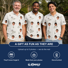 Friends in matching Men's Bass Bash Custom Face Polo Shirt — a group gift photo