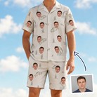 Man wearing Men's Bass Bash Custom Face Shirt & Shorts Set — custom faces printed all-over