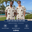 Friends in matching Men's Bass Bash Custom Face Shirt & Shorts Set — a group gift photo