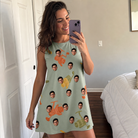 Real-life photo of someone wearing Women's Bait Ballet Custom Face Tank Dress — custom faces printed all-over