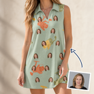 Woman wearing Women's Bait Ballet Custom Face V-Neck Dress — custom faces printed all-over