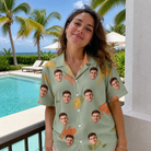 Real-life photo of someone wearing Women's Bait Ballet Custom Face Hawaiian Shirt — custom faces printed all-over