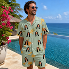 Real-life photo of someone wearing Men's Bait Ballet Custom Face Shirt & Shorts Set — custom faces printed all-over