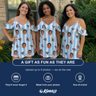 Friends in matching Women's Dockside Drifters Custom Face Off-Shoulder Dress — a group gift photo