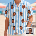 Man wearing Men's Dockside Drifters Custom Face Hawaiian Shirt — custom faces printed all-over