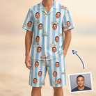 Man wearing Men's Dockside Drifters Custom Face Shirt & Shorts Set — custom faces printed all-over