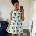 Real-life photo of someone wearing Women's Angler Angles Custom Face Tank Dress — custom faces printed all-over