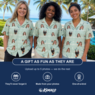 Friends in matching Women's Angler Angles Custom Face Hawaiian Shirt — a group gift photo