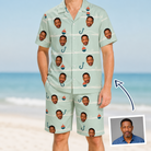Man wearing Men's Angler Angles Custom Face Shirt & Shorts Set — custom faces printed all-over