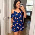 Real-life photo of someone wearing Women's Reel Rapture Custom Face Off-Shoulder Dress — custom faces printed all-over