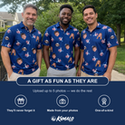 Friends in matching Men's Reel Rapture Custom Face Polo Shirt — a group gift photo