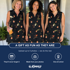 Friends in matching Women's Tackle Tangle Custom Face V-Neck Dress — a group gift photo