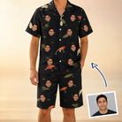 Man wearing Men's Tackle Tangle Custom Face Shirt & Shorts Set — custom faces printed all-over