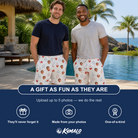 Friends in matching Men's Bobber Bop Custom Face Beach Shorts — a group gift photo