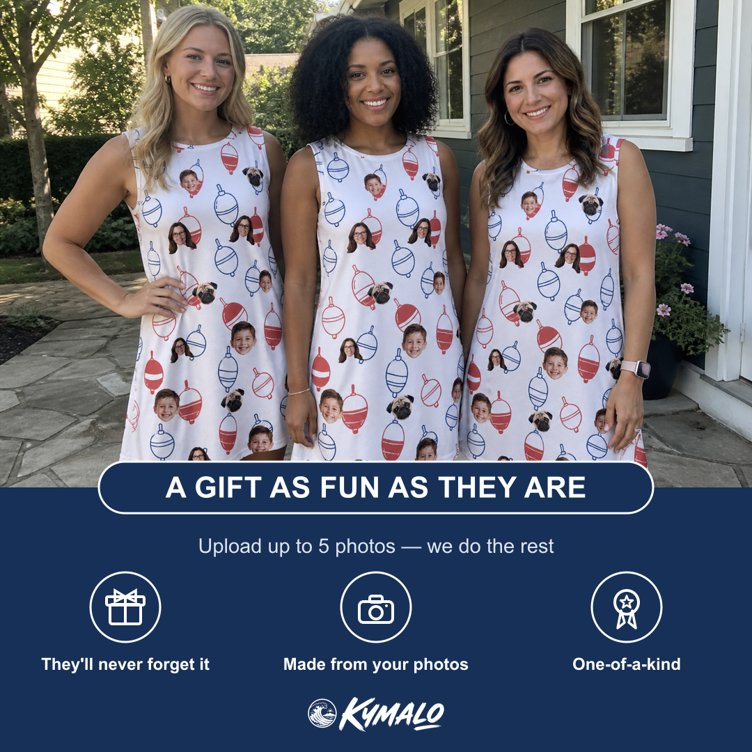 Friends in matching Women's Bobber Bop Custom Face Tank Dress — a group gift photo