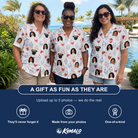 Friends in matching Women's Bobber Bop Custom Face Hawaiian Shirt — a group gift photo
