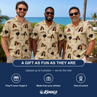 Friends in matching Men's Trout About Custom Face Hawaiian Shirt — a group gift photo