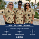 Friends in matching Women's Trout About Custom Face Hawaiian Shirt — a group gift photo