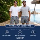 Friends in matching Men's Jig Jamboree Custom Face Beach Shorts — a group gift photo