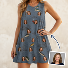 Woman wearing Women's Jig Jamboree Custom Face Tank Dress — custom faces printed all-over