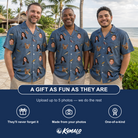 Friends in matching Men's Jig Jamboree Custom Face Hawaiian Shirt — a group gift photo