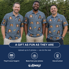 Friends in matching Men's Jig Jamboree Custom Face Polo Shirt — a group gift photo