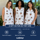 Friends in matching Women's Golf Glyphs Custom Face V-Neck Dress — a group gift photo