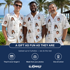 Friends in matching Men's Golf Glyphs Custom Face Hawaiian Shirt — a group gift photo