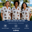 Friends in matching Women's Golf Glyphs Custom Face Hawaiian Shirt — a group gift photo