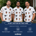 Friends in matching Men's Golf Glyphs Custom Face Polo Shirt — a group gift photo