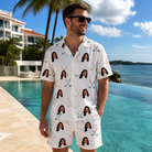 Real-life photo of someone wearing Men's Golf Glyphs Custom Face Shirt & Shorts Set — custom faces printed all-over