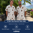 Friends in matching Men's Golf Glyphs Custom Face Shirt & Shorts Set — a group gift photo