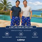 Friends in matching Men's Bogey Buggies Custom Face Beach Shorts — a group gift photo