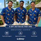 Friends in matching Men's Bogey Buggies Custom Face Hawaiian Shirt — a group gift photo