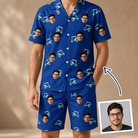 Man wearing Men's Bogey Buggies Custom Face Shirt & Shorts Set — custom faces printed all-over